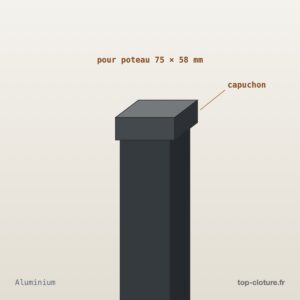 Illustration technique — Capuchon aluminium pour poteau 75 x 58 mm — Top-Clôture
